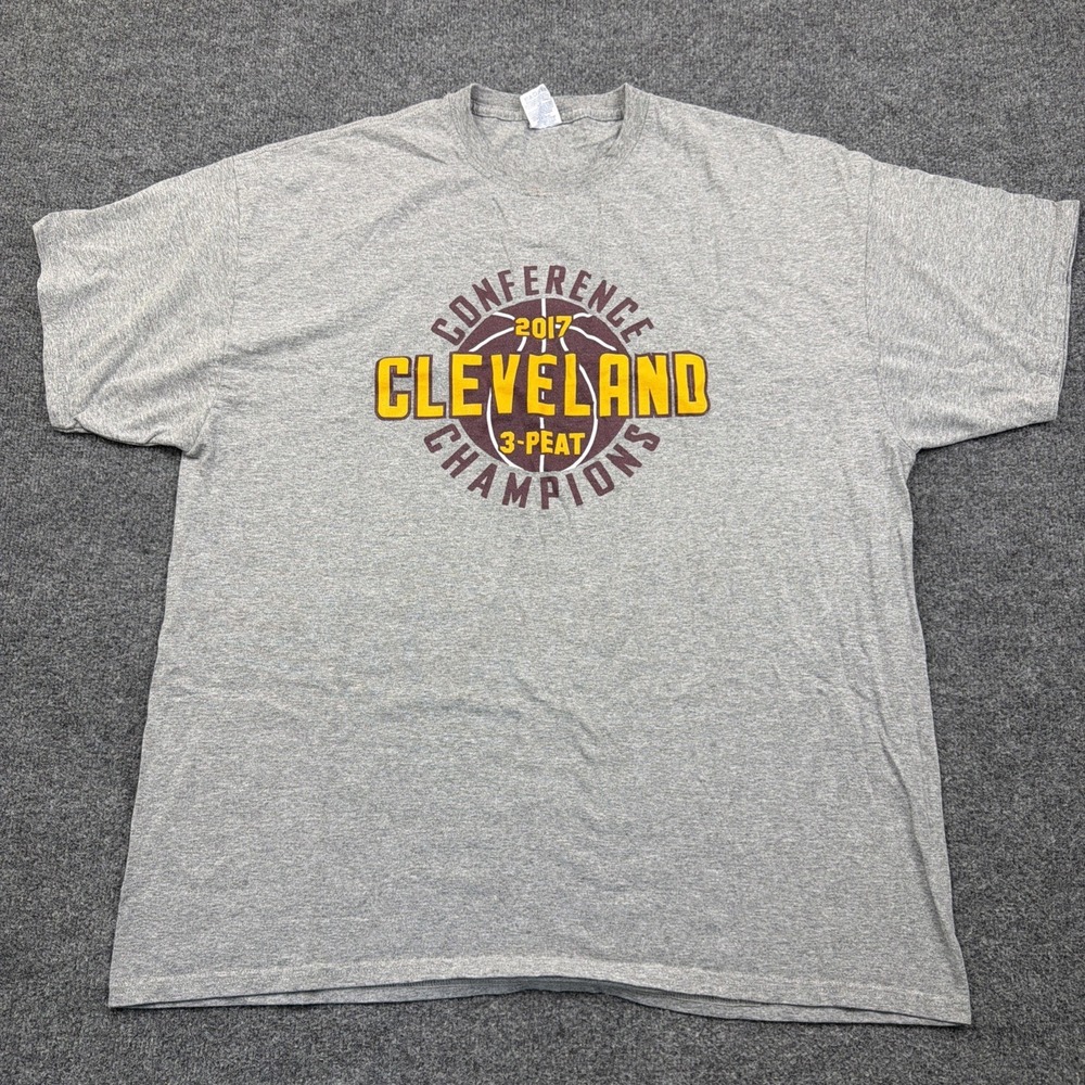 Cleveland Cavaliers 2017 Conference Champs 3‎ Peat NBA 2XL Gray Short Sleeve Tee